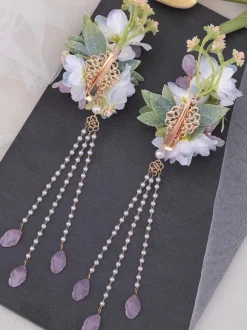 Chinese Style Lolita Accessories Lavender Flowers Chains Accessory Metal Miscellaneous