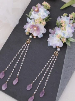 Chinese Style Lolita Accessories Lavender Flowers Chains Accessory Metal Miscellaneous
