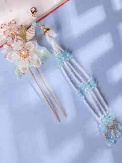 Chinese Style Lolita Accessories White Pearls Flowers Accessory Metal Miscellaneous