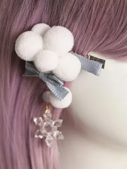 Chinese Style Lolita Accessories Light Sky Blue Bows Polyester Headwear Miscellaneous