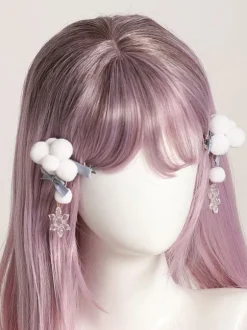 Chinese Style Lolita Accessories Light Sky Blue Bows Polyester Headwear Miscellaneous