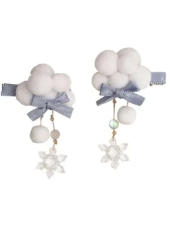 Chinese Style Lolita Accessories Light Sky Blue Bows Polyester Headwear Miscellaneous