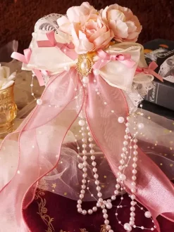 Chinese Style Lolita Accessories Green Pearls Bows Flowers Polyester Fiber Accessory Miscellaneous