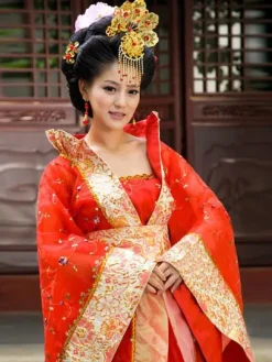 Chinese Traditional Costume Female Red Ancient Hanfu Dress Tang Dynasty Clothing 3 Pieces