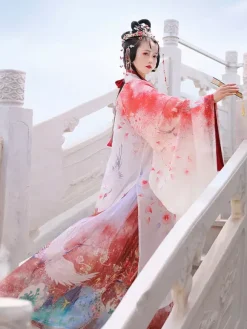 Chinese Weijin dynasty's big -sleeved shirts in the big sleeve coat 3-Piece Set Eric White Long Sleeves Polyeste Han Dynasty Outfit