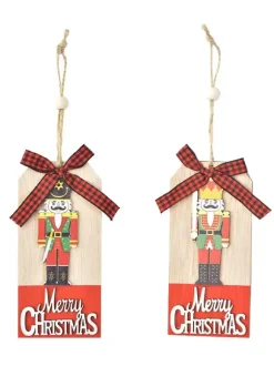 Christmas Decorations Wooden Walnut Soldier Pendant Wooden Letter Card Pendant Christmas Bow Pendant