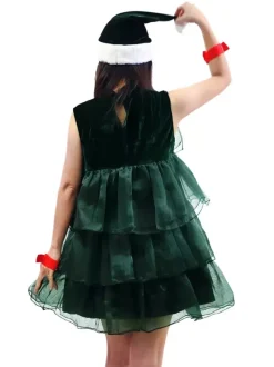 Christmas Set Dark Green Dress Accessory Hat Christmas Holidays Costumes