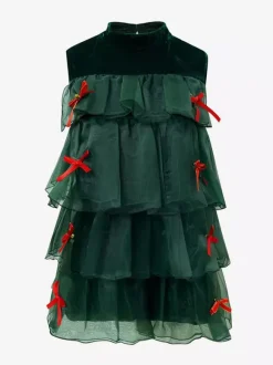 Christmas Set Dark Green Dress Accessory Hat Christmas Holidays Costumes