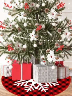 Christmas Tree Props Polyester Fiber Black Plaid Pattern Christmas Props