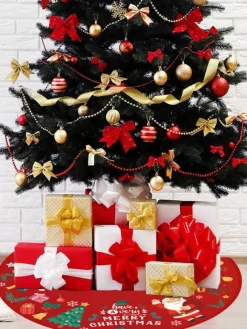 Christmas Tree Props Polyester Fiber Black Plaid Pattern Christmas Props