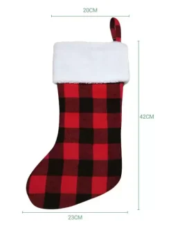 Christmas Gift Bags Christmas Door Hanging Decorations Plaid Cloth Christmas Socks Gift Bags