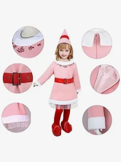 Christmas Girl Cosplay Kid Pink Elf Costumes