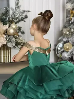 Christmas Girl Party Dress Special Occasion Dresses Sleeveless Ruffles