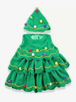 Christmas Green Santa Tree Costume Polyester Fiber Hat Dress Christmas Holidays Costumes Full Set