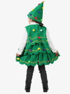 Christmas Green Santa Tree Costume Polyester Fiber Hat Dress Christmas Holidays Costumes Full Set