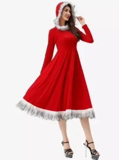 Christmas Sets Red Dress Block Christmas Holidays Costumes