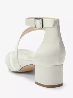 Chunky Heel Bridal Shoes Pointed Toe Beaded Strappy Low Heel Wedding Shoes