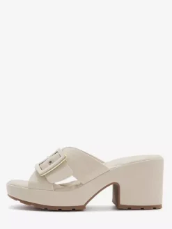 Chunky Heel Slides Women's Open Toe Buckle Detail Sandal Shoes