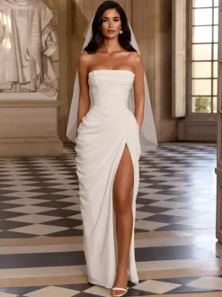 Civil Wedding Dress Internal Corset Bodice Lace-up Back Chiffon Satin Lining Bridal Dresses