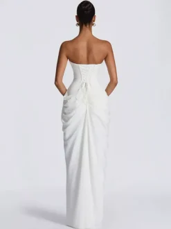 Civil Wedding Dress Internal Corset Bodice Lace-up Back Chiffon Satin Lining Bridal Dresses