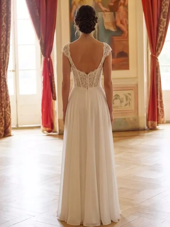 Civil Wedding Dress A-Line Sweetheart Neck Sleeveless Lace Boho Bridal Dresses