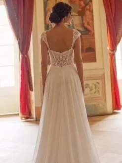 Civil Wedding Dress A-Line Sweetheart Neck Sleeveless Lace Boho Bridal Dresses