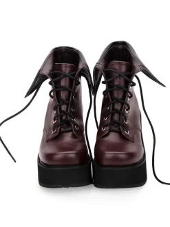 Classic Lolita Boots Lace Up Two Tone Round Toe Platform Lolita Footwear
