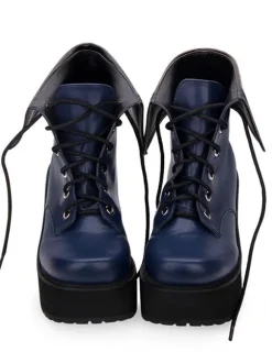 Classic Lolita Boots Lace Up Two Tone Round Toe Platform Lolita Footwear