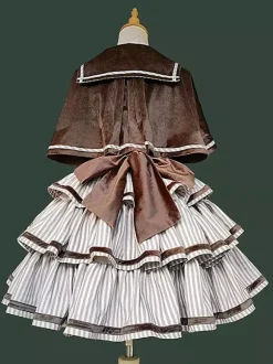 Classic Lolita Cape Deep Brown Polyester Fall Lolita Outwears