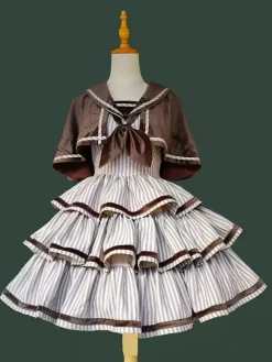 Classic Lolita Cape Deep Brown Polyester Fall Lolita Outwears