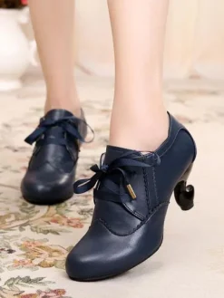 Classic Lolita Footwear Roudn Toe Lace Up White Lolita Shoes