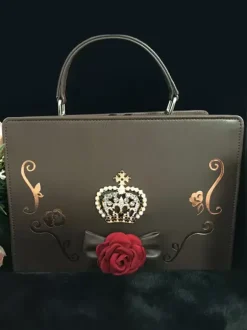 Classic Lolita Handbag Rhinestone Flower Black Lolita Bag