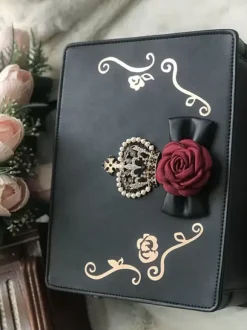 Classic Lolita Handbag Rhinestone Flower Black Lolita Bag