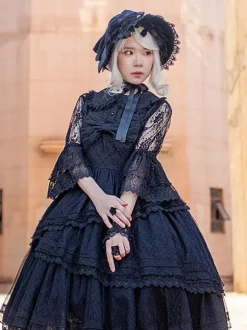 Classic Lolita Hat Infanta Black Bows Accessory Lolita Accessories