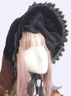 Classic Lolita Hat Infanta Black Bows Accessory Lolita Accessories