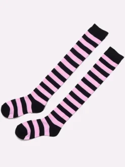 Classic Lolita Knee High Socks Neverland Striped Rose Lolita Socks