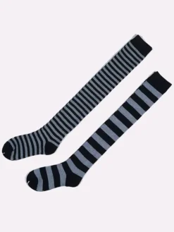 Classic Lolita Knee High Socks Neverland Striped Rose Lolita Socks