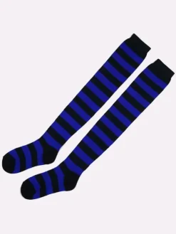Classic Lolita Knee High Socks Neverland Striped Rose Lolita Socks