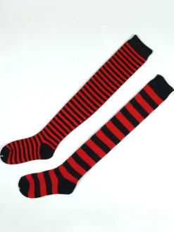 Classic Lolita Knee High Socks Neverland Striped Rose Lolita Socks