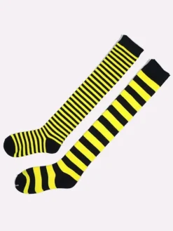 Classic Lolita Knee High Socks Neverland Striped Rose Lolita Socks