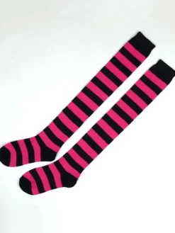 Classic Lolita Knee High Socks Neverland Striped Rose Lolita Socks