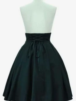 Classic Lolita SK Grommet Lace Up Black Cotton Lolita Skirts