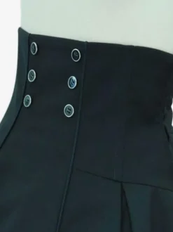 Classic Lolita SK Grommet Lace Up Black Cotton Lolita Skirts