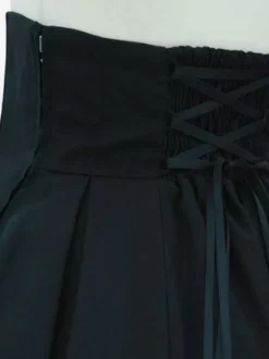 Classic Lolita SK Grommet Lace Up Black Cotton Lolita Skirts
