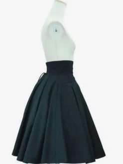 Classic Lolita SK Grommet Lace Up Black Cotton Lolita Skirts