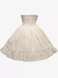 Classic Lolita Skirt SK Cotton Ruffles Two Tone High Rise Lolita Skirt