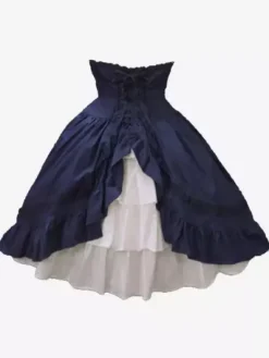 Classic Lolita Skirt SK Cotton Ruffles Two Tone High Rise Lolita Skirt