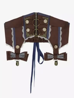 Classic Lolita Suit White Blouse And Blue Skirt And Corset Three-Piece Set Steampunk Era Style Lolita Costumes