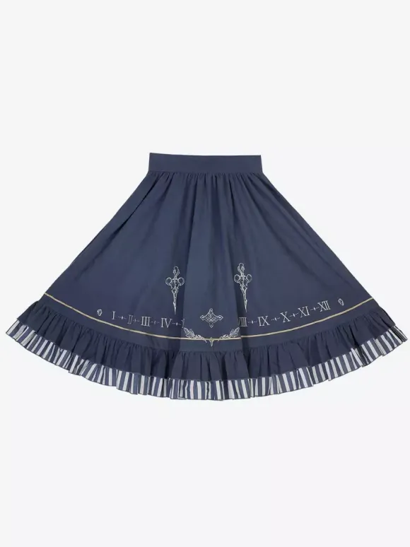 Classic Lolita Suit White Blouse And Blue Skirt And Corset Three-Piece Set Steampunk Era Style Lolita Costumes