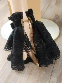 Classic Lolita Wrist Bands Lace Ruffles Gems Black Lolita Accessories